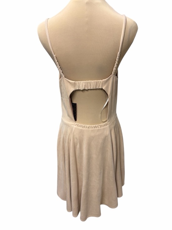 Miss Me Blush Beige Mini Dress Spaghetti Strap Lace-Up Boho Feminine Spring Summ - Picture 3 of 11